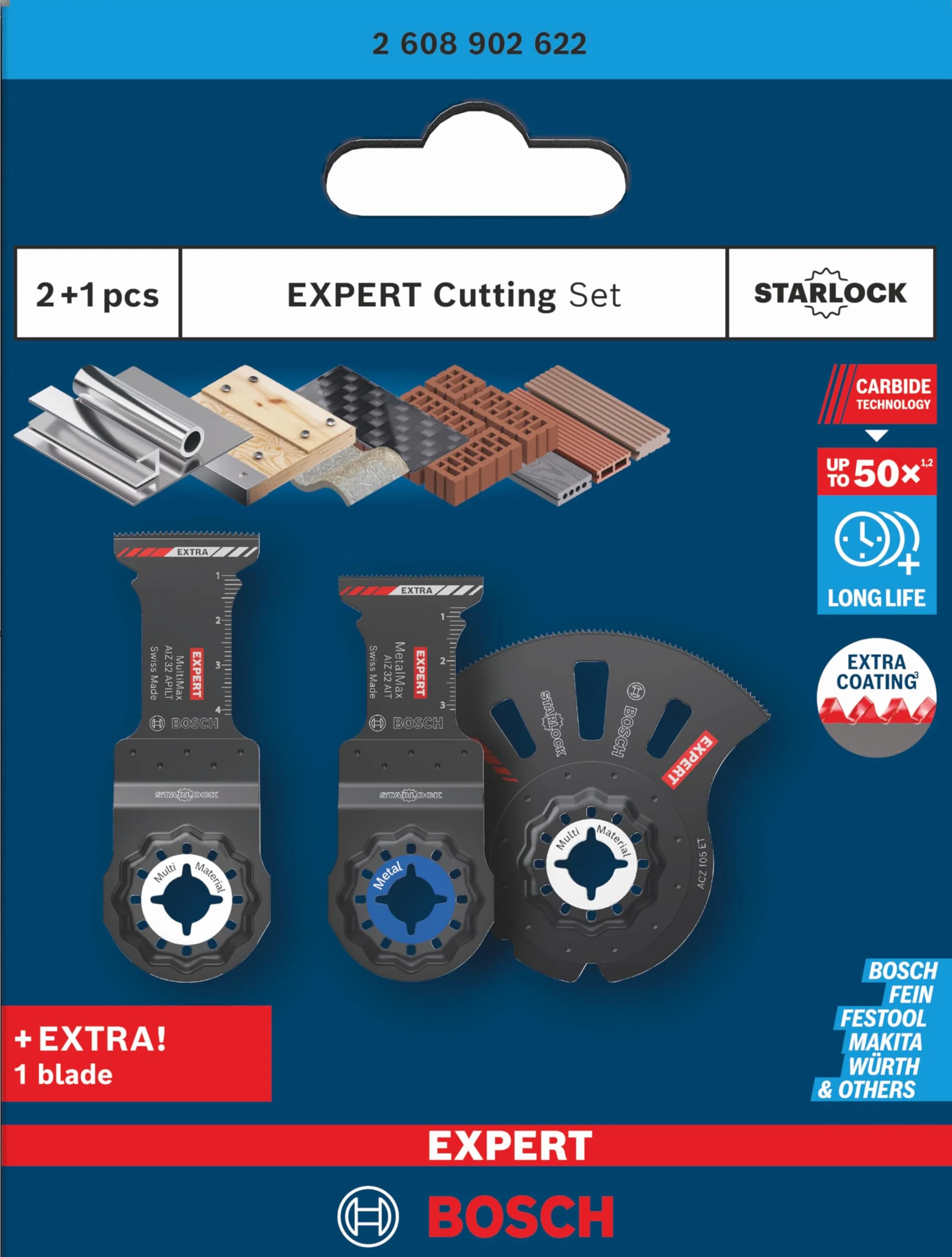 Bosch 3X Expert zestaw do cięcia (do rur ze stali nierdzewnej, drewna z metalem, długość mm, profesjonalne akcesoria wielofunkcyjne)
