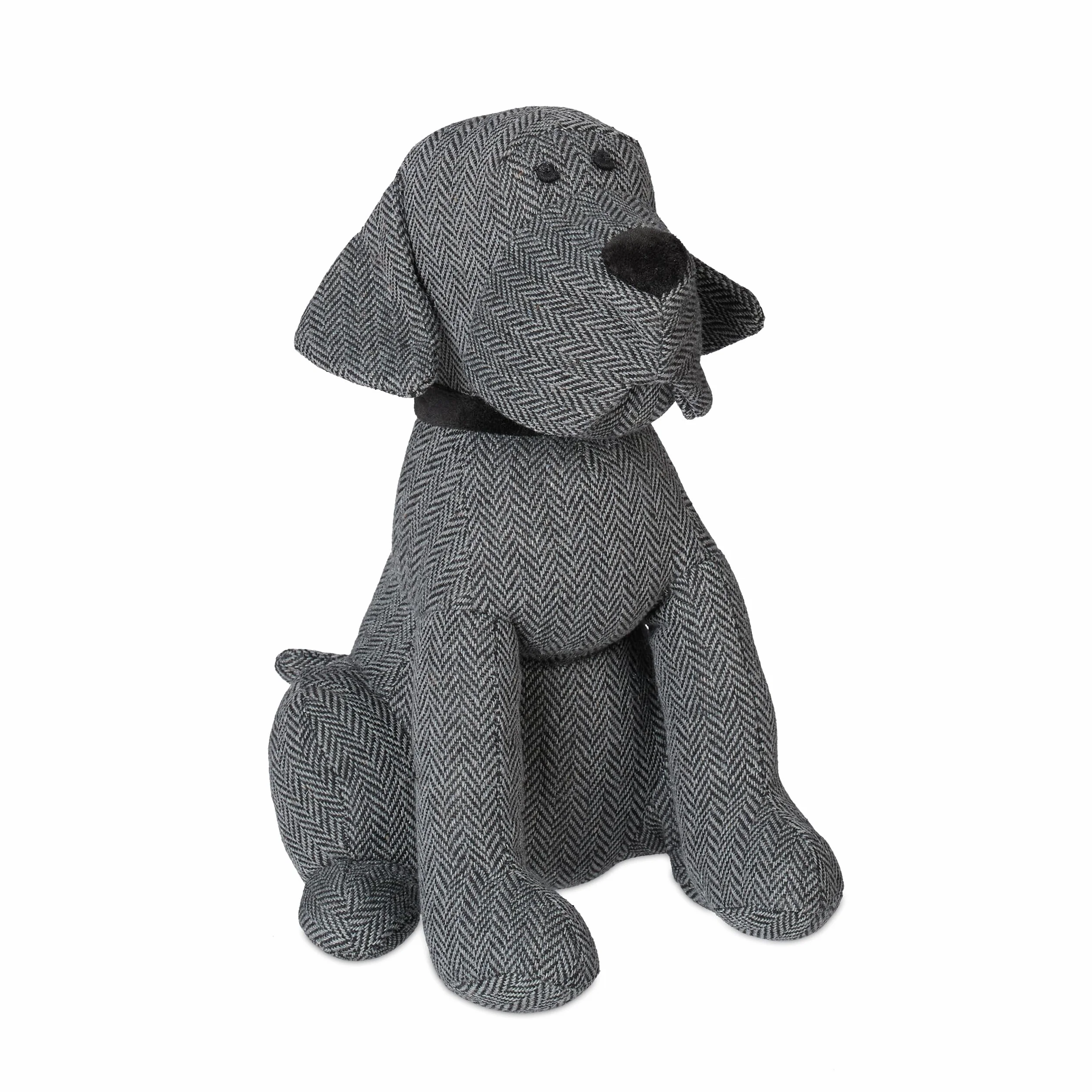 Relaxdays Stoper do drzwi z psem, dekoracyjny odbojnik do drzwi, do podłogi, stojący, wypełniony, wewnątrz, wysokość 33 cm, worek materiałowy, szary
