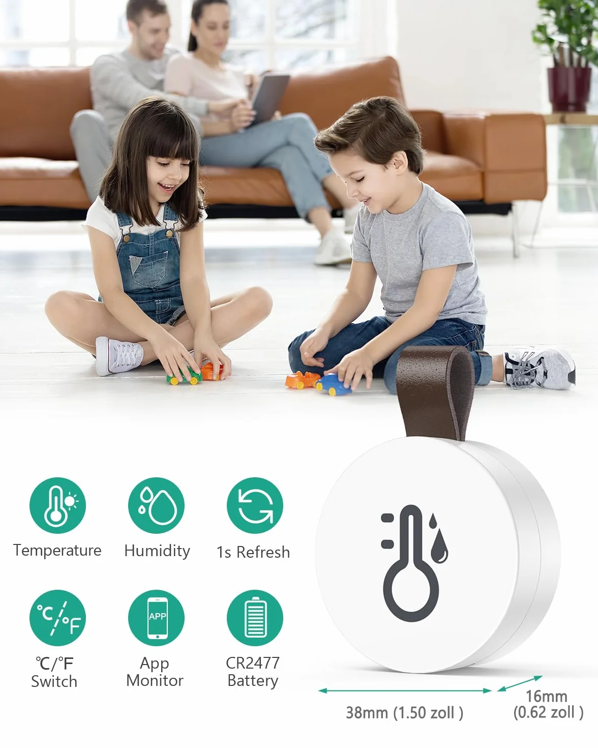 ORIA Termometr Bluetooth Higrometr Czujnik Temperatury Aplikacja iOS Android
