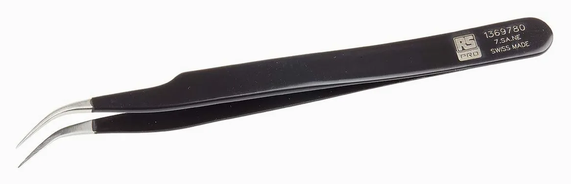 RS PRO 7.SA.NE pęseta ze stali nierdzewnej, 120 mm wygięta, antymagnetyczna, zabezpieczona przed ESD