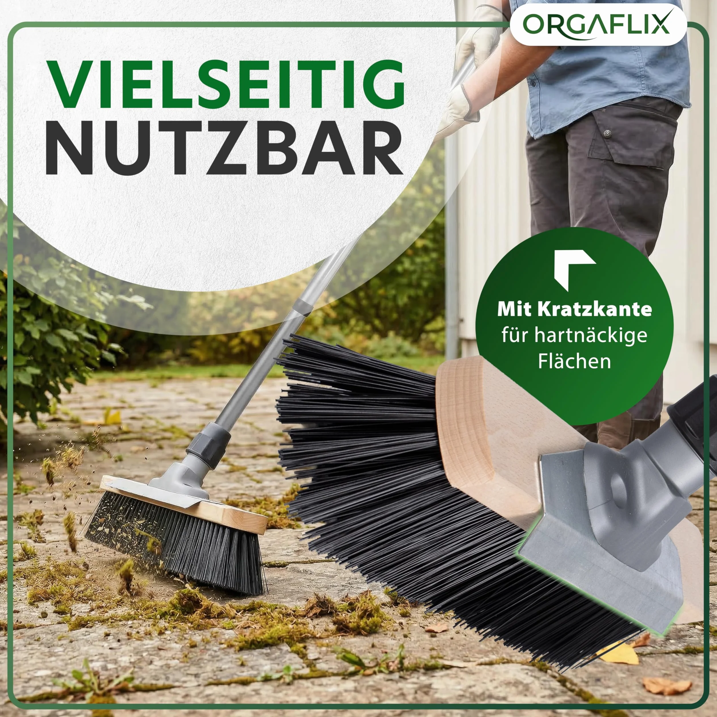 ORGAFLIX Miotła uliczna 40 cm z włosiem elastonowym odporna na warunki atmosferyczne