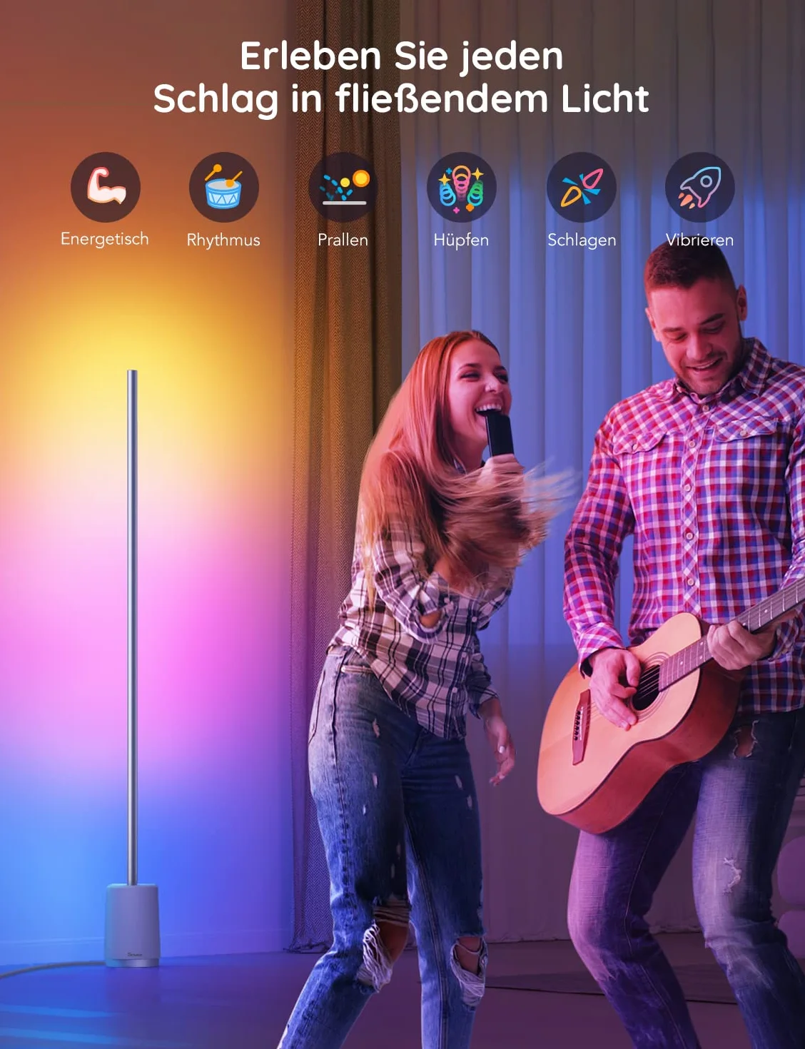 Govee Lyra Inteligentna lampa podłogowa, lampa podłogowa WiFi RGBICWW współpracuje z Alexa i Asystentem Google, kontrola aplikacji, tryby muzyczne, tryb kreatywnego majsterkowania, do sypialni domowej
