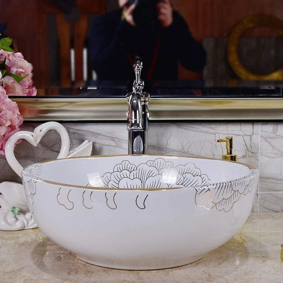 Szafka Pod Umywalkę Z Umywalką, Umywalka Nablatowa, 12-Calowa Okrągła Umywalka Ceramiczna Z Porcelany, Amerykańska Biała Umywalka Nablatowa
