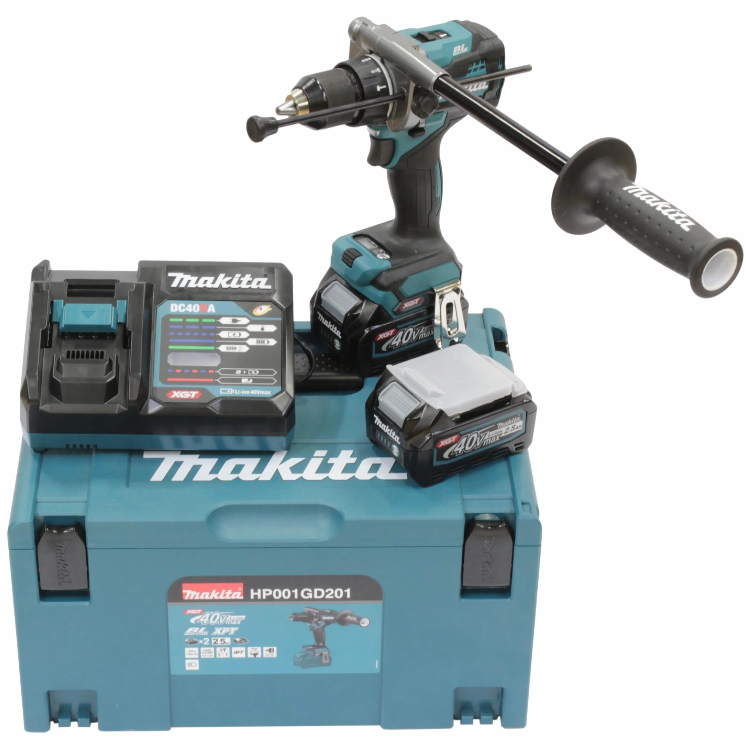 Makita Hp001Gd201 Wiertarko-Wkrętarka Udarowa, Czarny/Niebieski, 18.2 x 8.6 x 27.5 cm; 3 kg