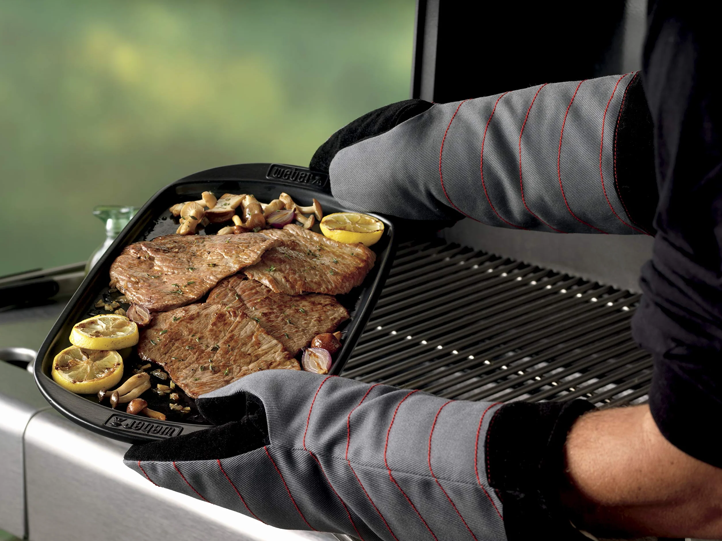 Weber Ceramiczna płyta grillowa Plancha Mała 40x22 cm Patelnia BBQ z ceramiczną powłoką nieprzywierającą Czarna