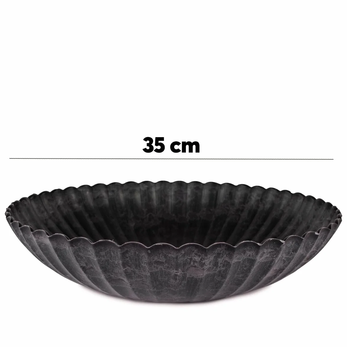 Donica na rośliny 35 cm czarna ryflowana okrągła na zewnątrz ogród balkon