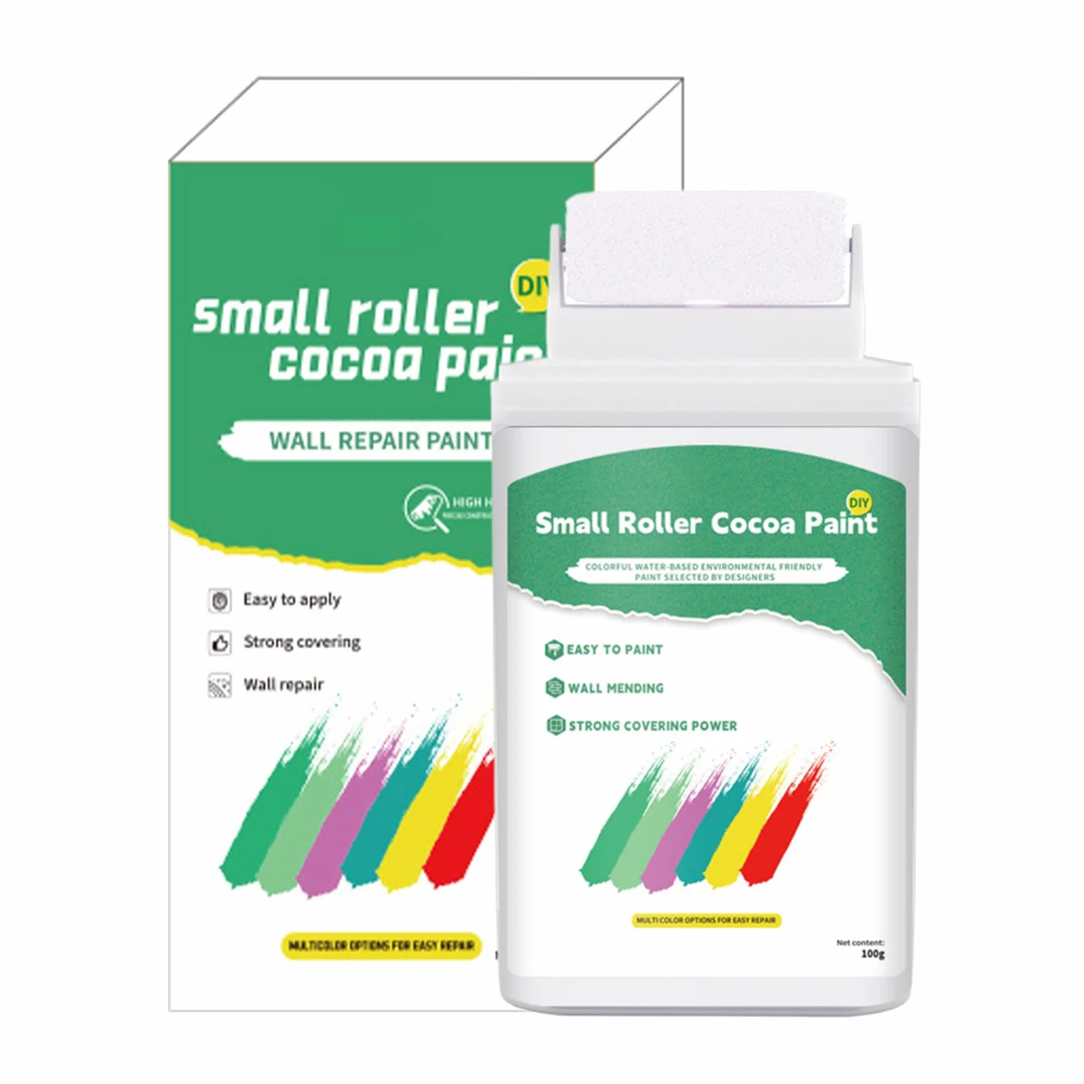 Farba do ścian pasta naprawcza, 100 g, biały zestaw lakieru sufitowego i ściennego, łącznie z wałkiem i pędzlem, bezpieczna do domu, do naprawy, małych uszkodzeń