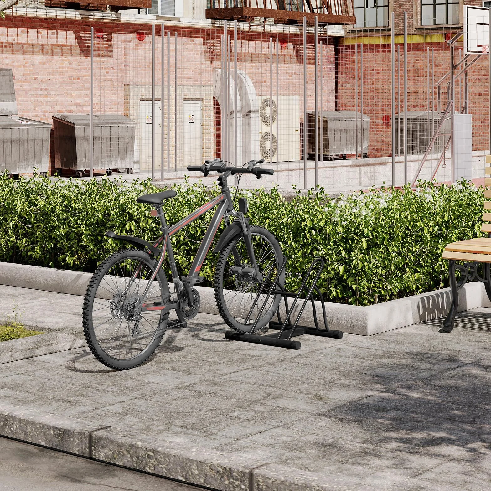 WOLTU Stojak na rowery, parking na 2 rowery w Extereior, uchwyt na opony o średnicy maks. 60 mm, metalowy, na patio, do garażu i ogrodu, czarny