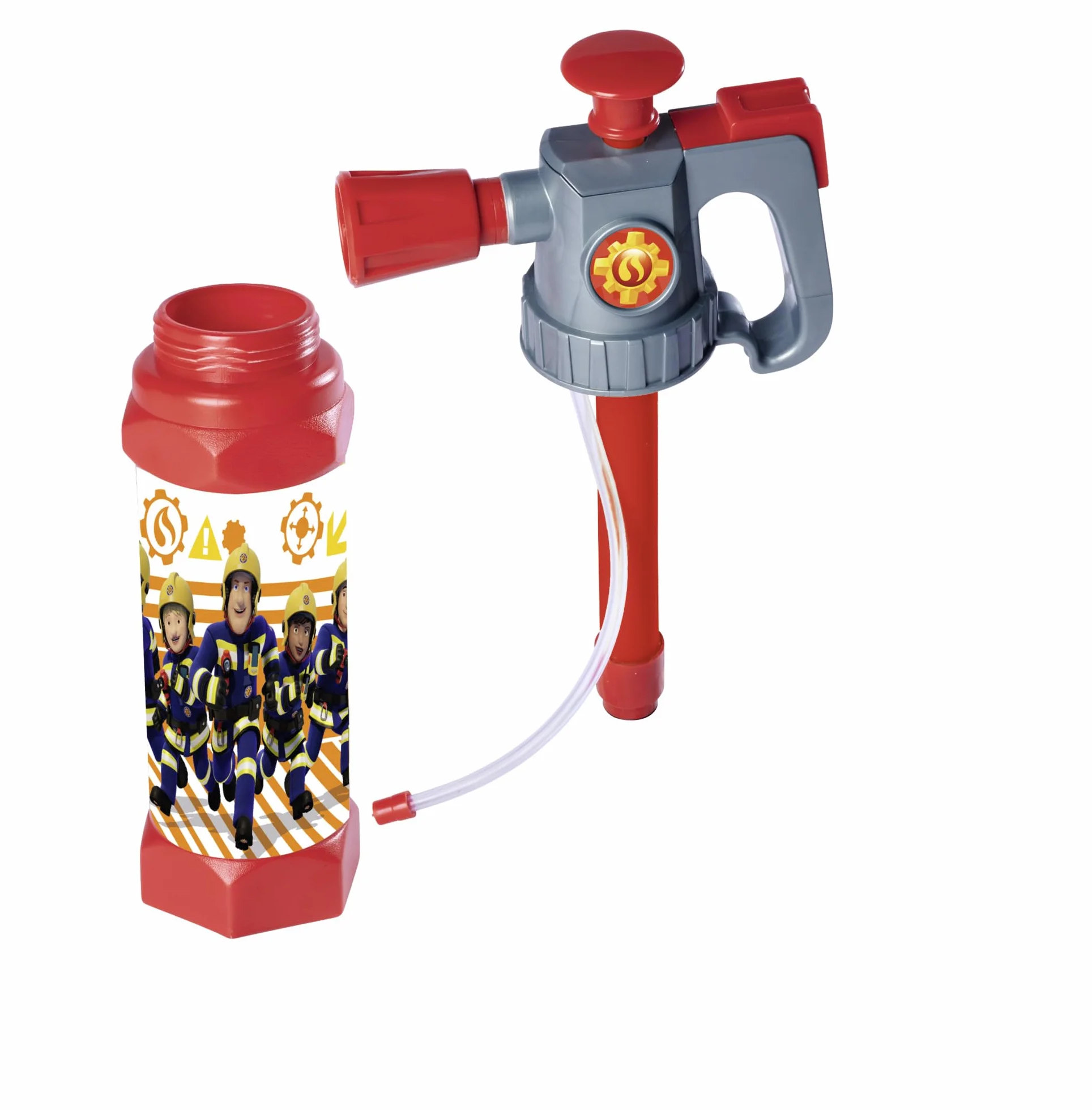 Simba 109252612 Strażak Sam gaśnica XL, z uchwytem, wodoodporna banderola, 31 cm, pojemność zbiornika 650 ml, zasięg 6 m, od 3 lat