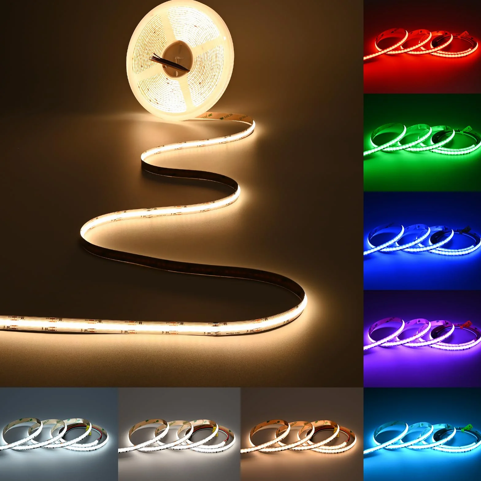 JOYLIT RGB CCT COB LED Taśma świetlna 10M 24V do wnętrz, RGB 2700-6500K CCT Regulowana biel 5 w 1 zmieniająca kolor taśma LED bez kropek 840LED/M, 19W/M wielokolorowa taśma świetlna do sypialni, na
