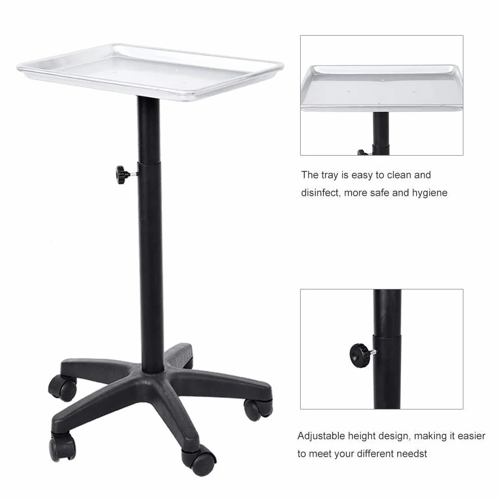 Wózek do przechowywania fryzjera, wózek do salonu na kołach aluminiowych, taca na narzędzia mobilne na kółkach Taca na narzędzia do fryzjera Kosmetyczka Tattoo Beauty Manicure 45 x 33 x 65 cm