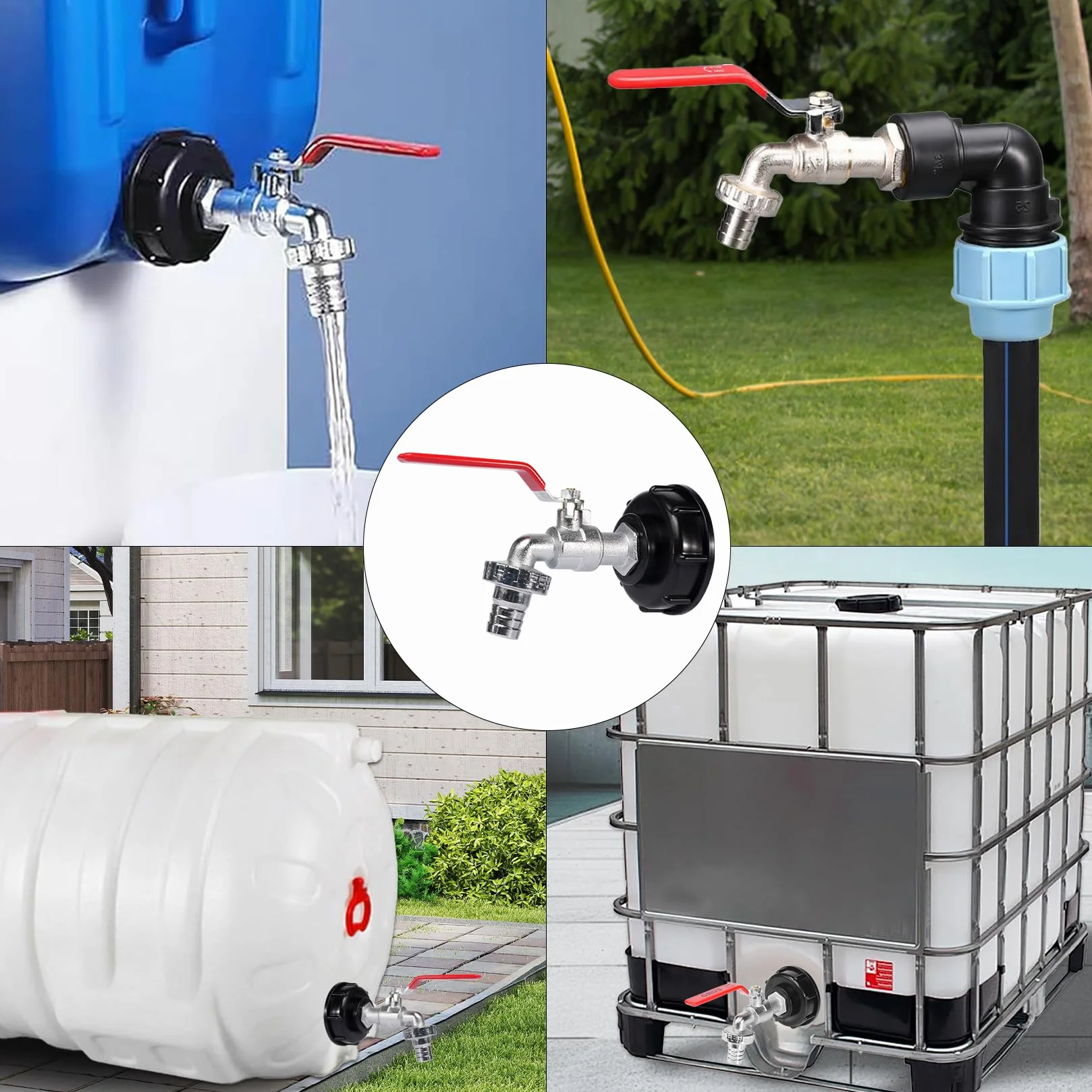 Zestaw zbiorników IBC 1000L z zaworem spustowym 3/4 cala adapter S60x6