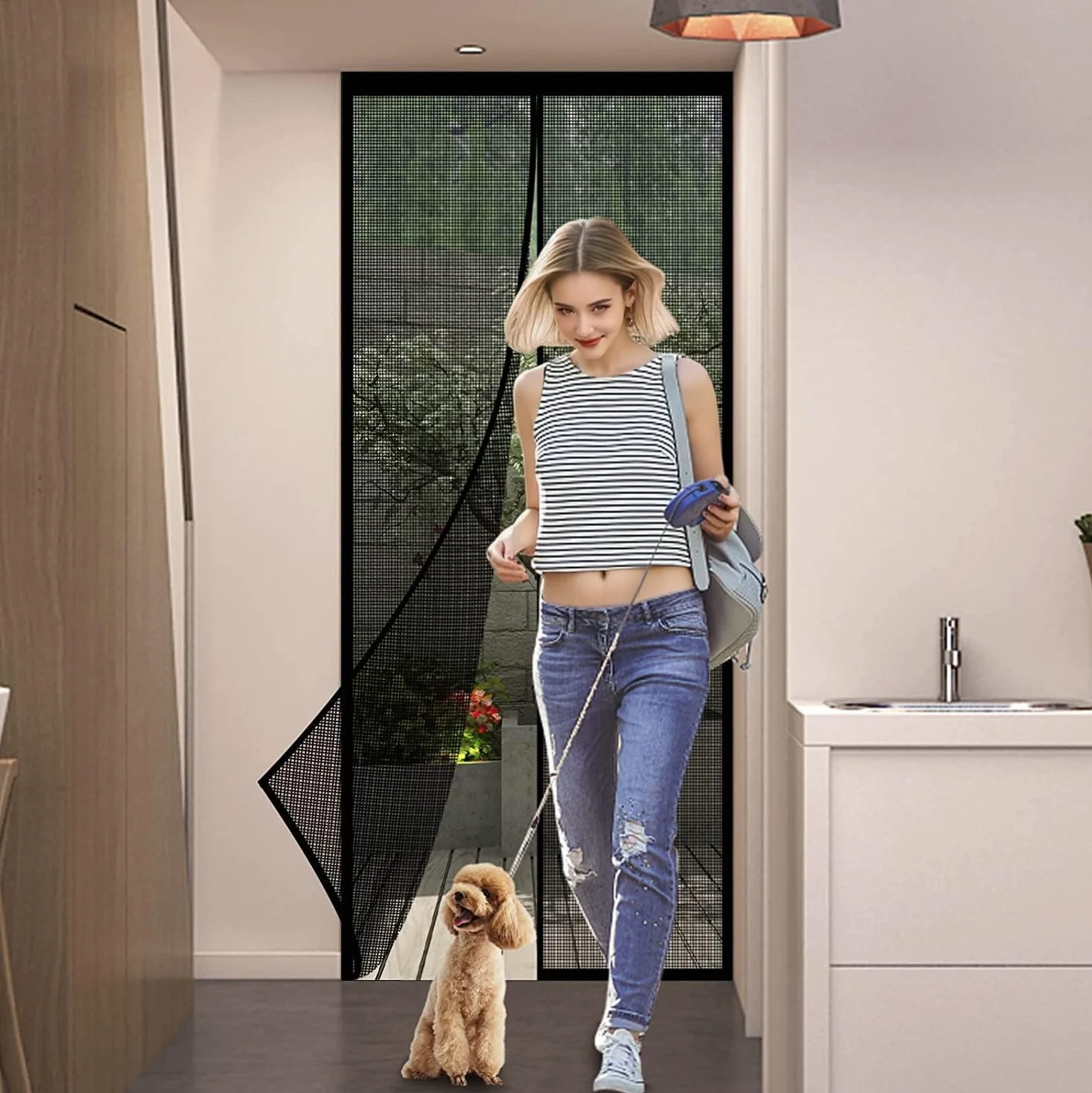 Moskitiera magnetyczna do drzwi okiennych 80 x 220, czarna, ochrona przed owadami w postaci magnetycznej zasłony do drzwi i okien, do korytarza, patio, łatwa instalacja