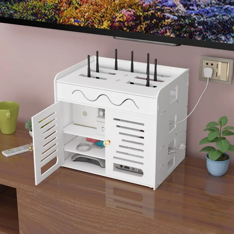 pudełko do porządkowania kabli Bezprzewodowy router Wi-Fi Schowek Panel Półka Ścienna Wisząca/Na biurku Wtyczka Uchwyt na tablicę Organizator do przechowywania kabli organizacja kabli