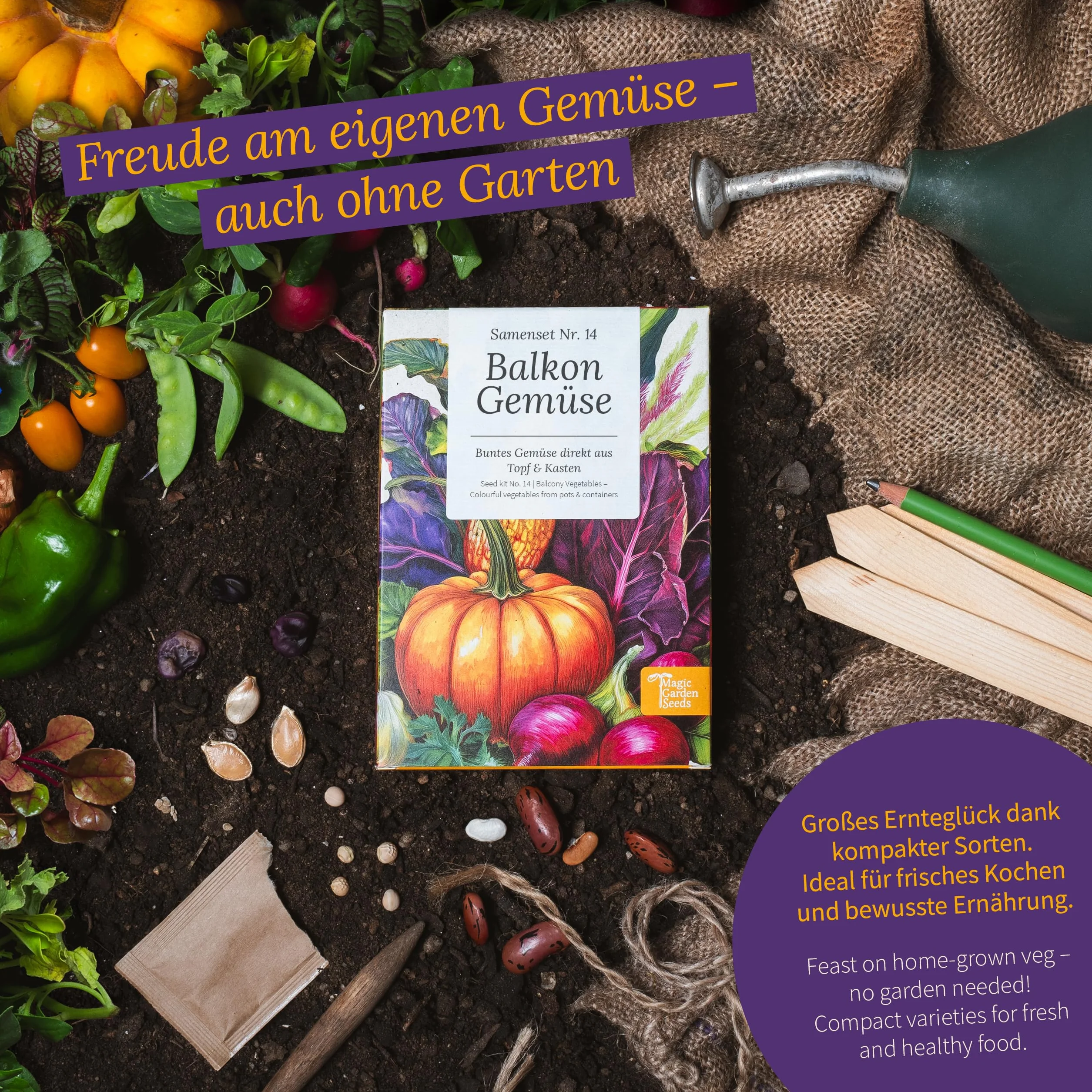 Magic Garden Seeds Pojemnik na nasiona warzyw balkonowych 9 rodzajów do doniczek i ogrodu