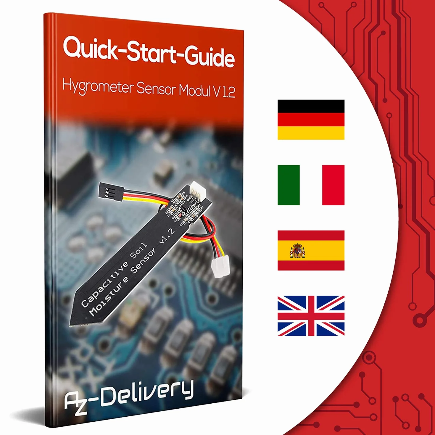 AZDelivery Czujnik Wilgotności Gleb Higrometr Moduł V1.2 Pojemnościowy Kompatybilny z Arduino Raspberry Pi