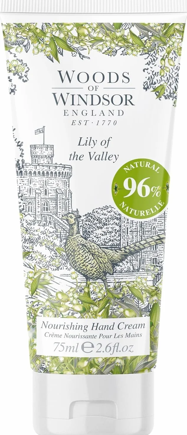 Woods of Windsor Krem do Rąk, Odżywczy Krem z Konwalią dla Kobiet i Mężczyzn, Witaminą E i Masłem Shea, Zapach Konwalii, 75 ml