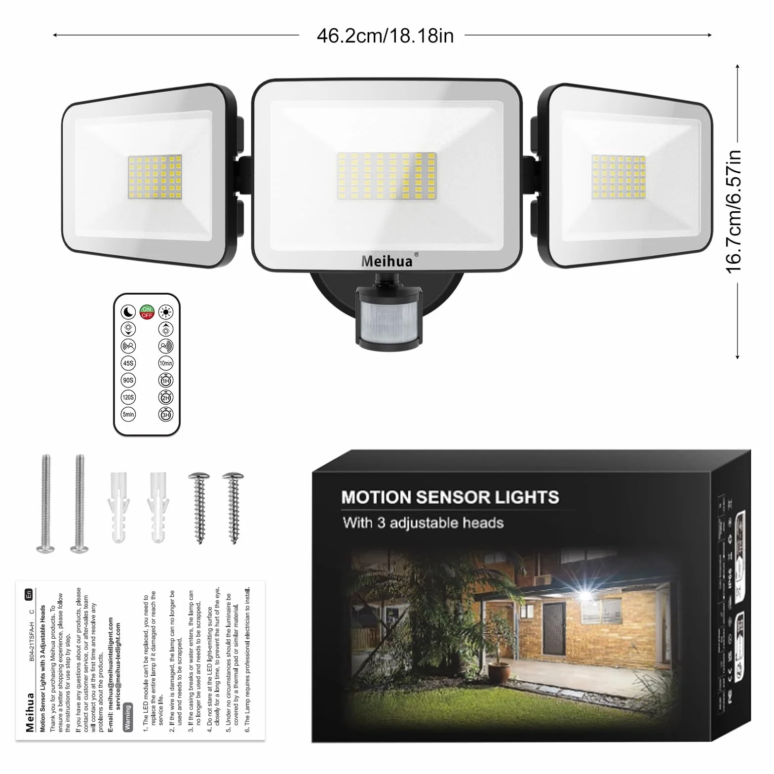 MEIHUA Reflektor LED 70 W z czujnikiem ruchu, pilot zdalnego sterowania, 700-6850 lm, IP66, wodoszczelny, 4 tryby, 10 poziomów jasności, 6500 K, zimna biel, reflektor do ogrodu, garażu, na boisko
