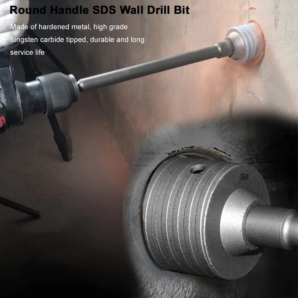 350MM WiertłO śCienne Sds O OkrąGłYm Uchwycie, WiertłA Do Betonu/Cementu/Kamienia Z 30/40/50MM, Wysoka WytrzymałOść, Stabilność, Szybkie Wiercenie Do KlimatyzatoróW, Pralek Wykrawanie Rur