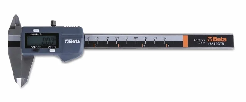 BETA 1651DGTB 150​ Pied à coulisse numérique à lecture centésimale avec tige de profondeur carrée jusqu'à 150 mm