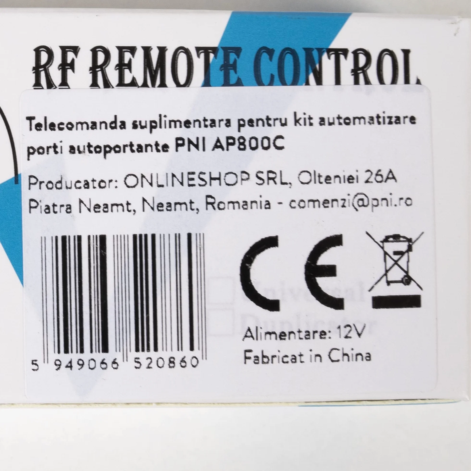 PNI Dodatkowy pilot zdalnego sterowania AP800C samonośny zestaw automatyzacji bramy i MAB300, MAB300LR Swing, srebrny
