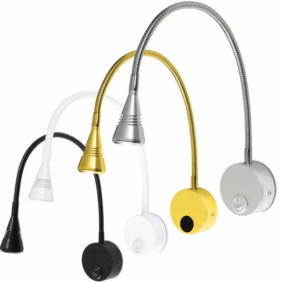 Kwazar Luminaire – Lampka do Czytania – Lampa LED 3 W – Elegancka z Wyłącznikiem – Neutralne Światło 4000 K, 180 lm – do Salonu, Biura – LORIS Złota