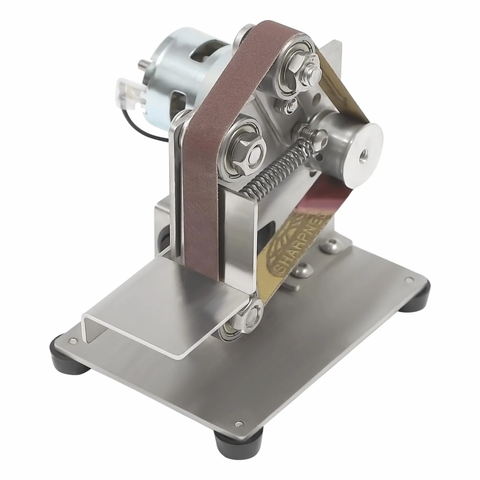Mini szlifierka taśmowa Belt Sander z silnikiem 775, 150 W, do samodzielnego polerowania, 7 biegów, z 10 taśmami szlifierskimi 15 x 330 mm