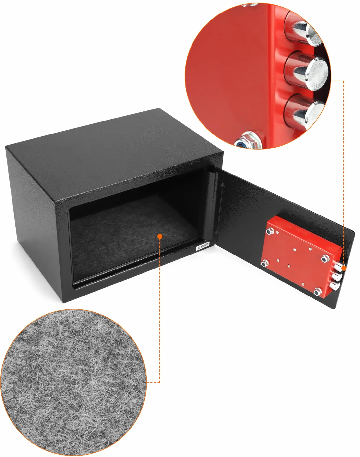 QWORK® Mały sejf 31 x 20 x 20 cm - potrójny zamek Panneton - solidna stalowa konstrukcja - do gotówki/biżuterii/telefonu/wartościowych przedmiotów