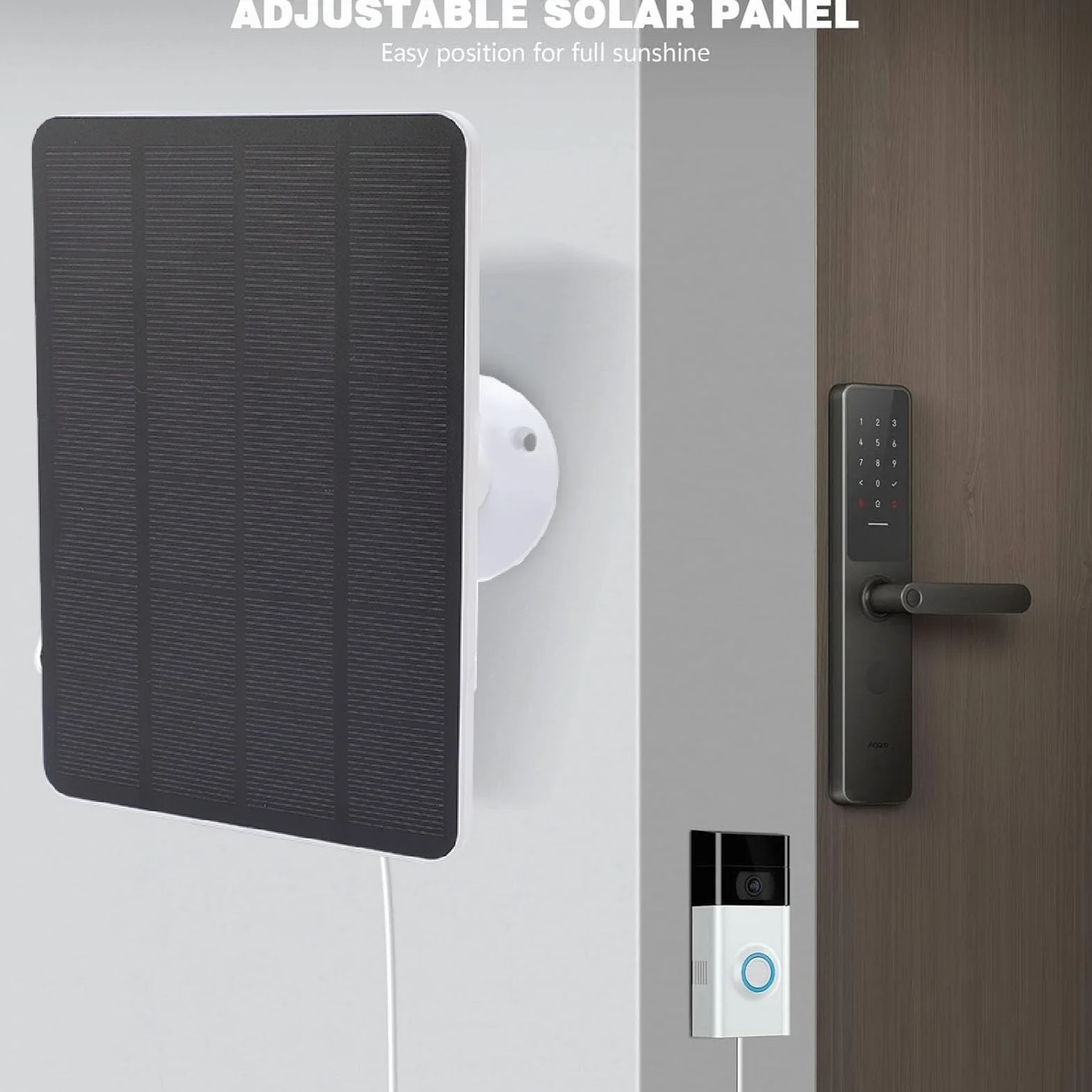 Panel słoneczny Ring 10 W IP65 do dzwonka drzwi Video Doorbell 2/3/3+/4 z obrotowym uchwytem 360°