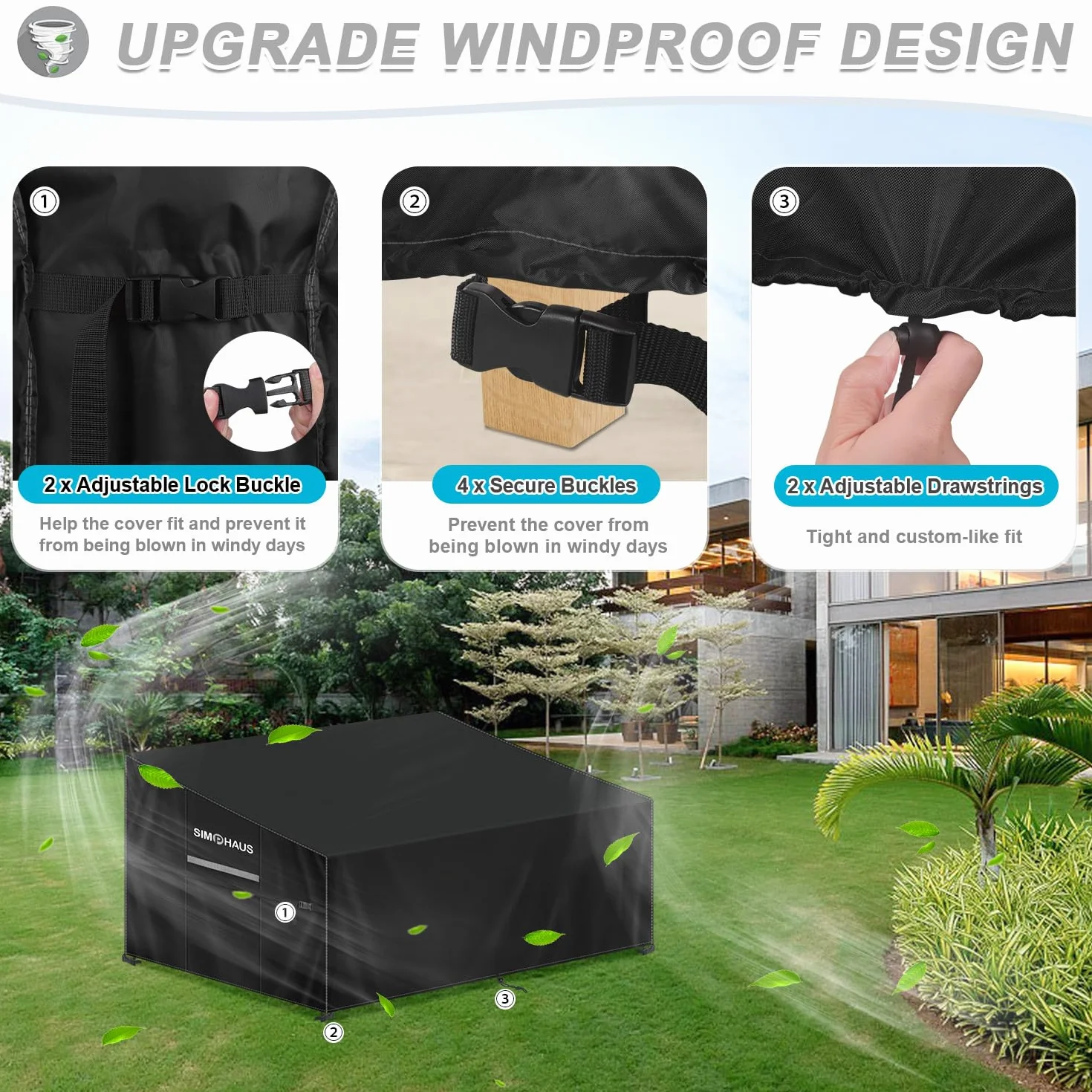 Pokrowiec wodoodporny anty-UV 420D Oxford na meble ogrodowe 2-osobowy 135x85x81 cm