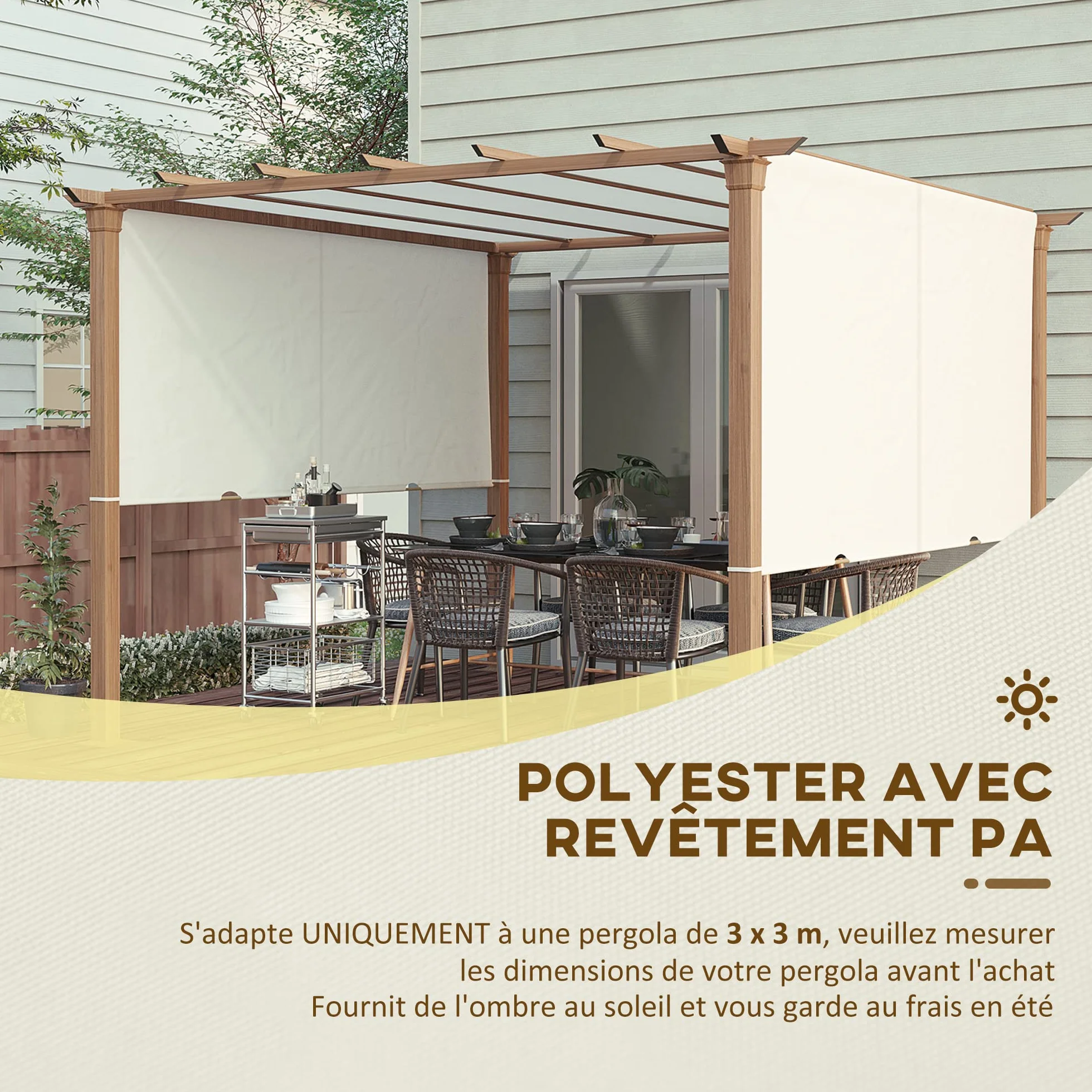 Outsunny 5 x 2,4 m pergola tkanina poliestrowa beżowa