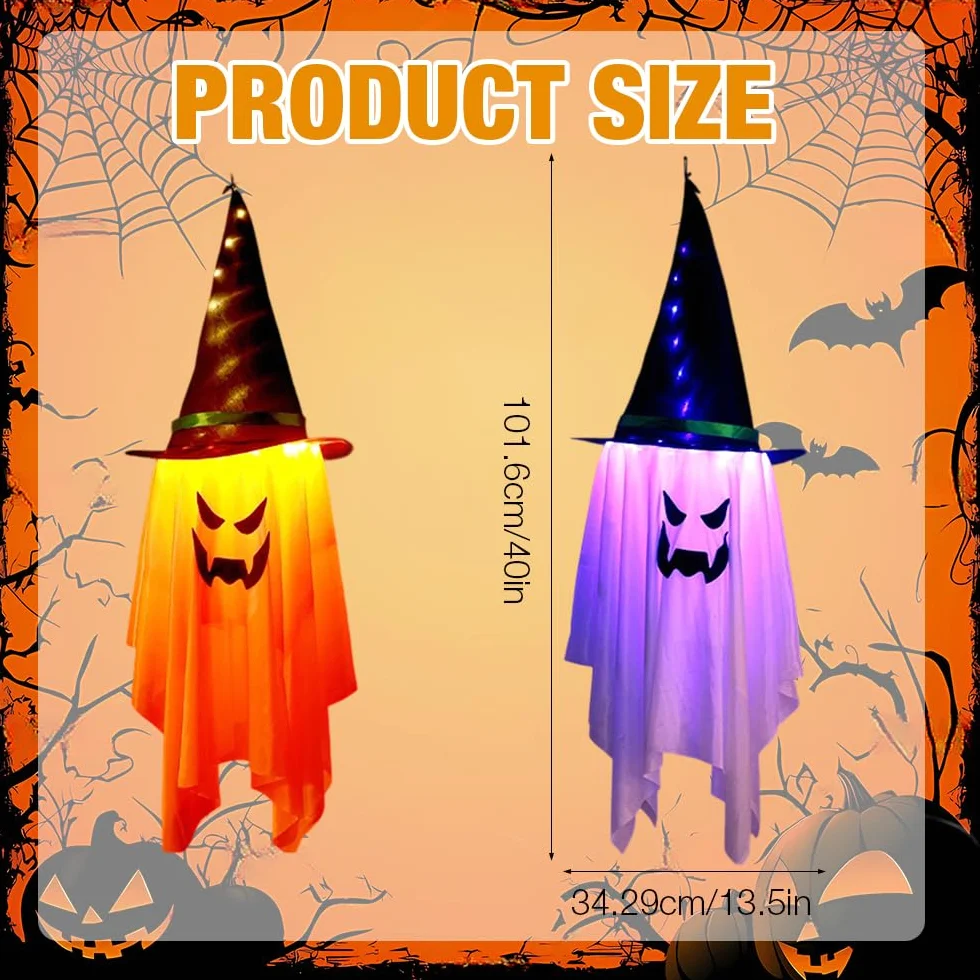 Duch Wiszące Światła LED Halloween 2 szt. Dekoracje Ogród Podwórko Drzewo