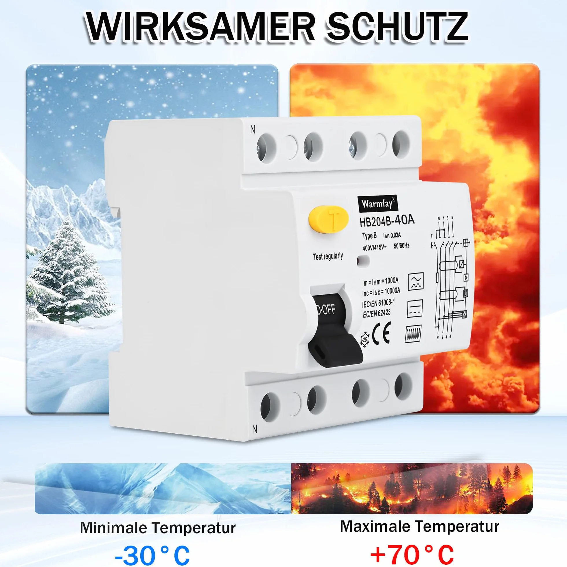 Warmfay FI wyłącznik ochronny 40 A 30 mA 4-biegunowy typ B do stacji ładowania