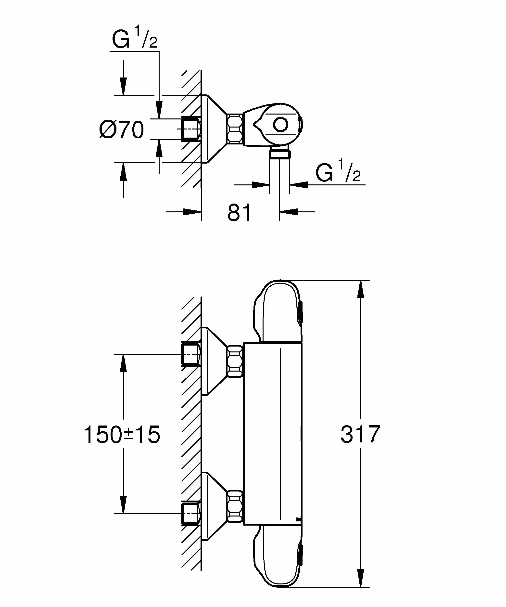 GROHE Grohtherm 1000 Bateria prysznicowa z termostatem, DN 15