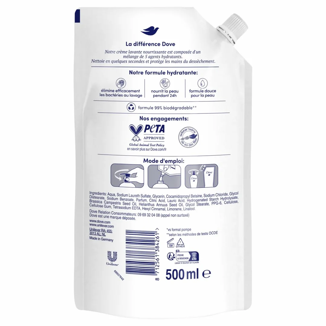 DOVE Oryginalne mydło w płynie do rąk Wkład do pielęgnacji rąk 500ml