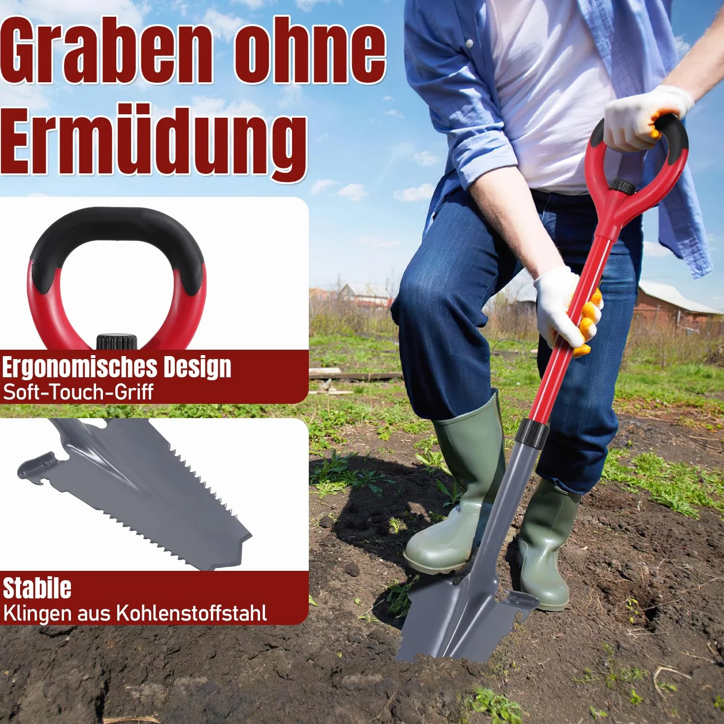 Łopatka z piłą korzeniową 114 cm V-shape ergonomiczny uchwyt