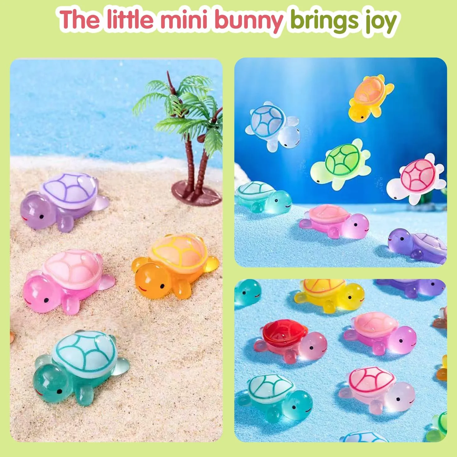 Mini świecące żółwie z żywicy 3,2 cm, figurki do ogrodu, akwarium, dekoracji DIY
