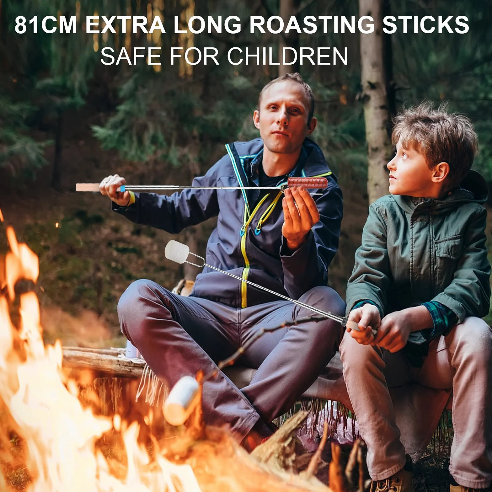 Wysuwane patyczki do pieczenia ptasie mleczko 30,5-81cm ze stali nierdzewnej do grillowania campfire