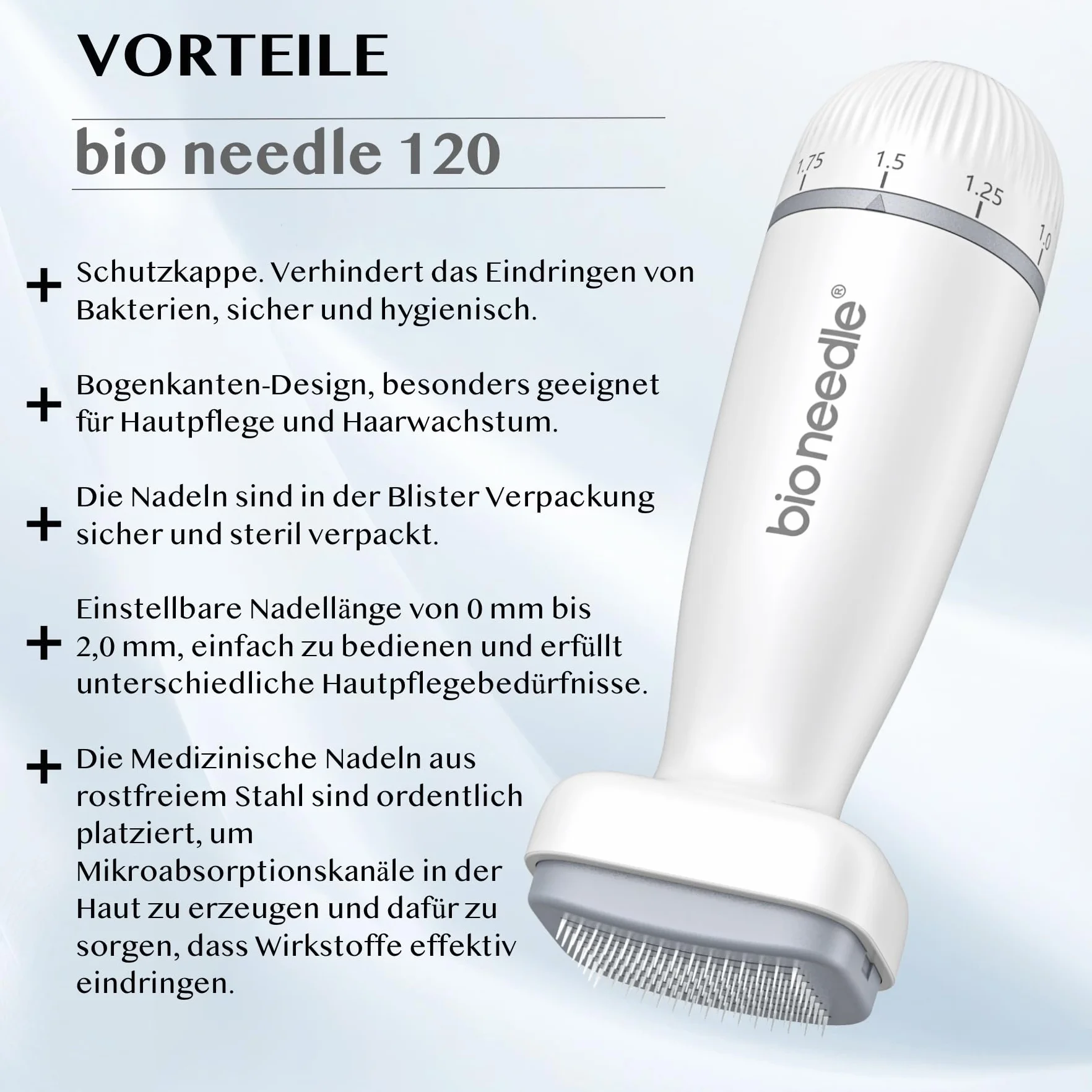P-Beauty Derma Stamp – Dermapen – Microneedling – Mezoroller z 120 wysokiej jakości igłami ze stali nierdzewnej, regulowana długość 0-2 mm, do zapobiegania starzeniu się, regeneracji skóry