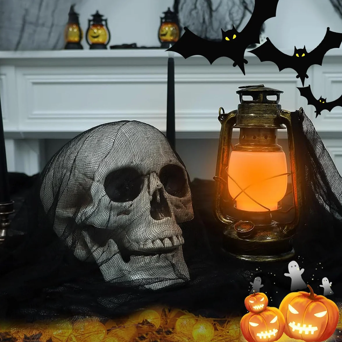 MAXEE Super czarny Halloween straszny (200 × 400 cm), super duży ręcznik ducha, dekoracja na Halloween, horror, dekoracja ogrodowa na zewnątrz Halloween