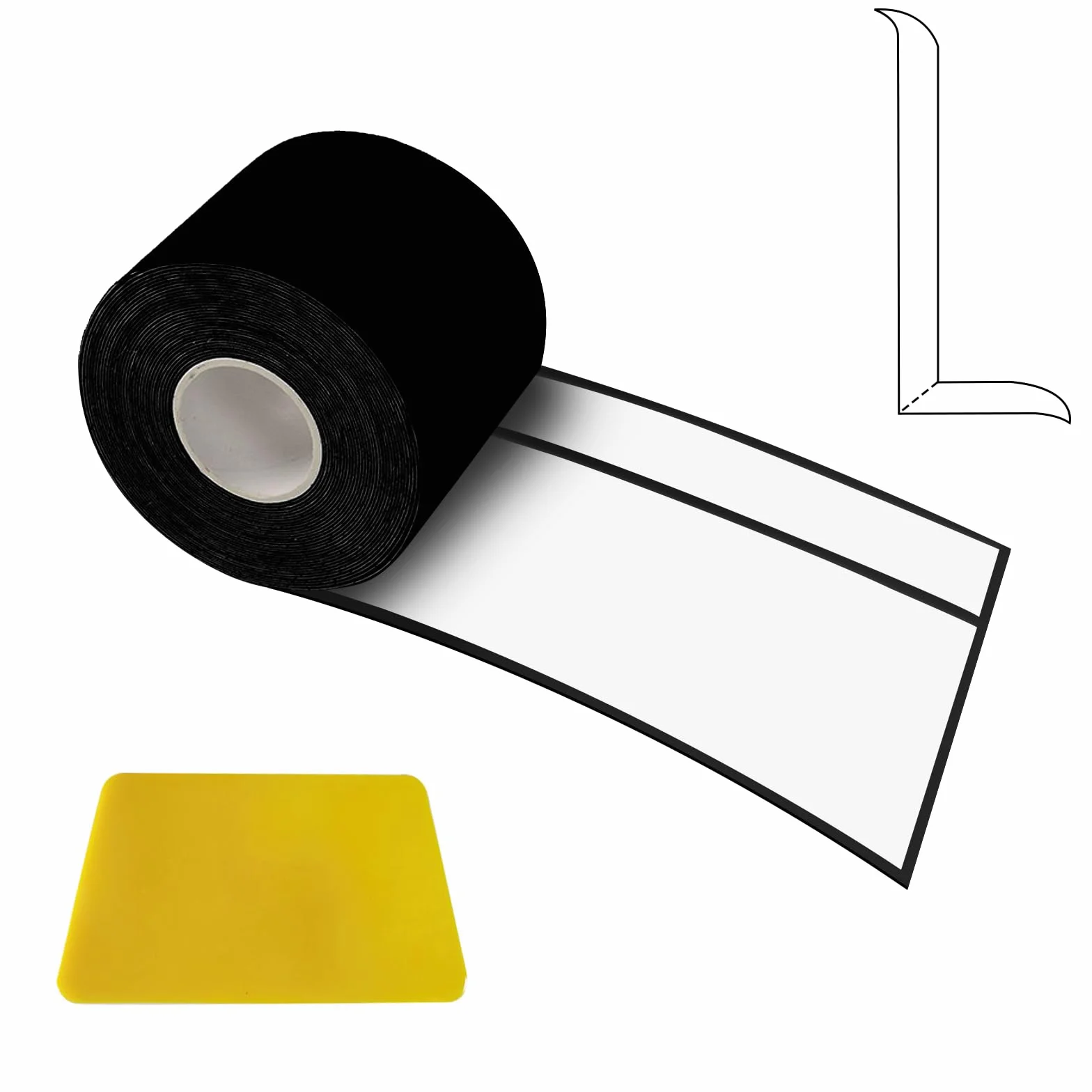 Samoprzylepna listwa wykończeniowa z PCW, 6 m, listwa wykończeniowa, kuchenna, 50 x 20 mm, samoprzylepna, do kuchni, łazienki i łazienki, miękka listwa przypodłogowa, czarna