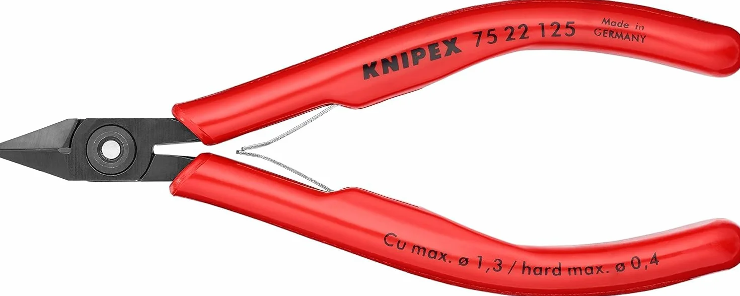 KNIPEX Szczypce tnące boczne dla elektroników z nasadkami z tworzywa sztucznego 125 mm, 75 22 125