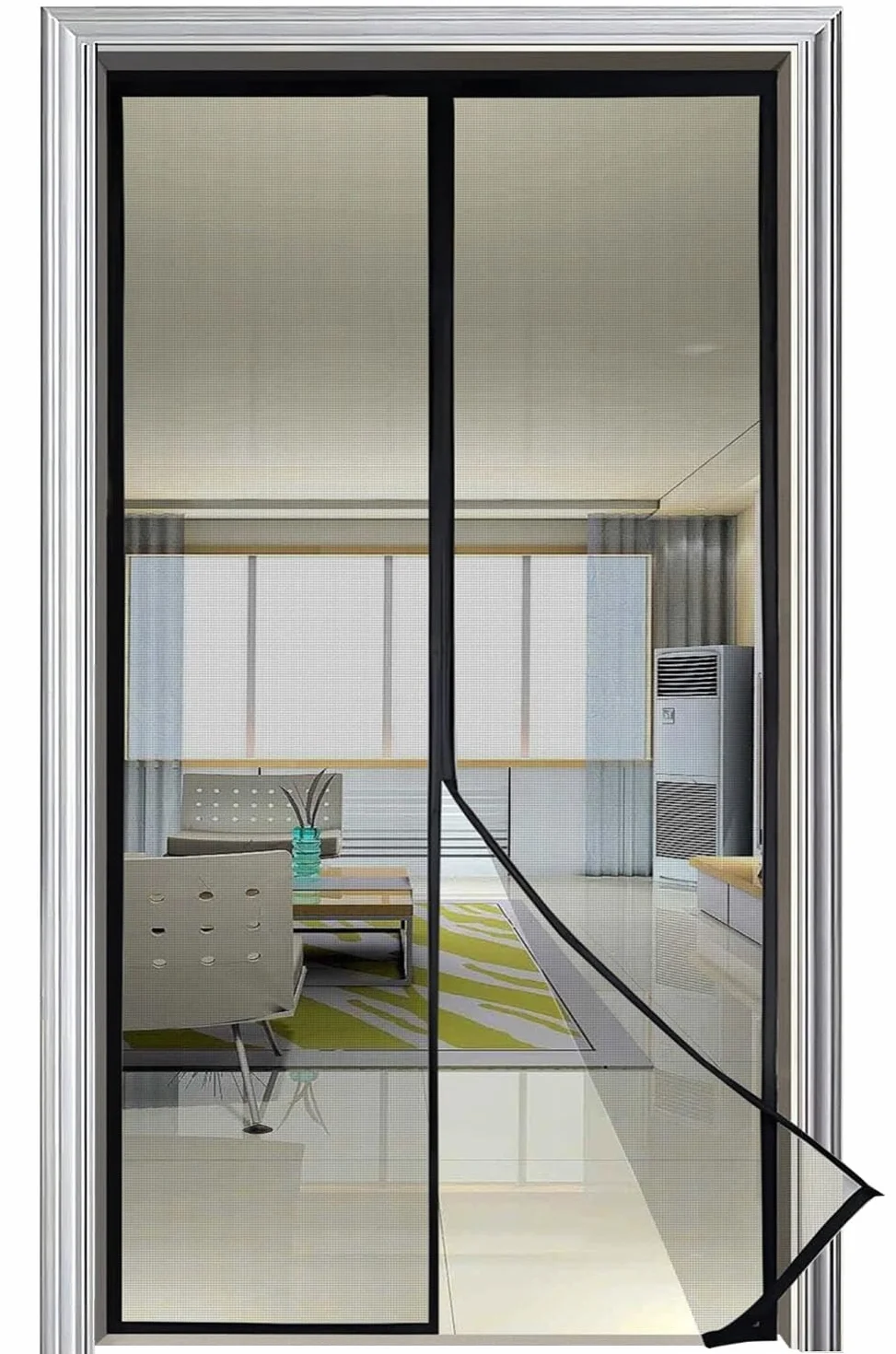 Moskitiera magnetyczna do drzwi okiennych 80 x 220, czarna, ochrona przed owadami w postaci magnetycznej zasłony do drzwi i okien, do korytarza, patio, łatwa instalacja