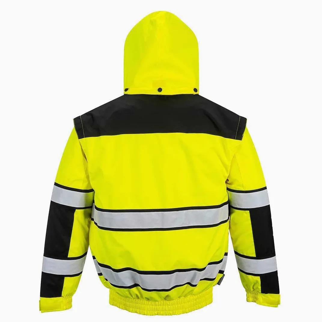Portwest C466 Kurtka robocza 3-in-1 Elementy Odblaskowe Zamek Błyskawiczny | Żółty/Czarny, XL, EN ISO 20471 Klasa 3, EN 342, Krój Standardowy, Długi Rękaw, Unisex, 6 Kieszeni, 300D Oxford, Poliester