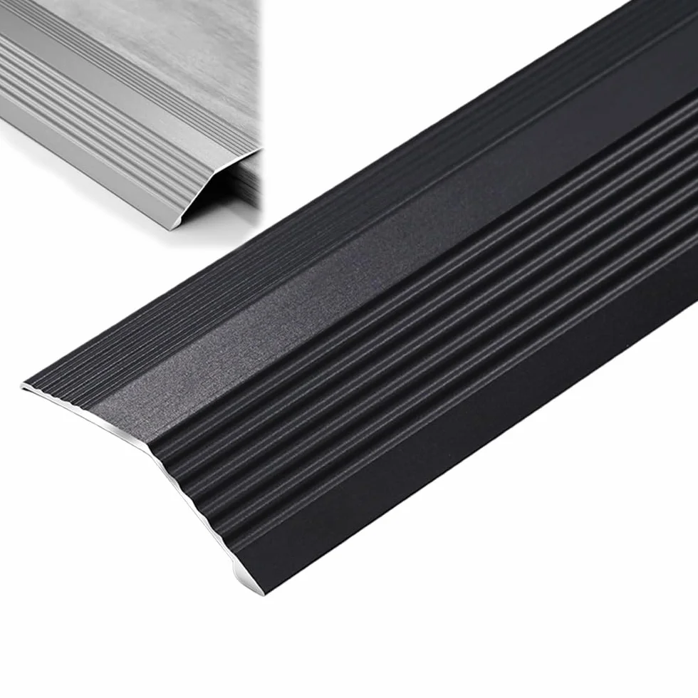 Aluminiowa listwa przejściowa do podłogi, 20 mm, reduktor progu drzwi, do laminatu i płytek, czarna, 110 cm, ochrona krawędzi dla płynnego przejścia podłogowego