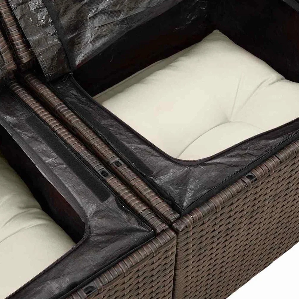 vidaXL Zestaw Sof na Ogród z poduszką 8 pcs Brązowy Rattan poli, Ogród i taras, nowoczesna sofa modułowa, meble ogrodowe, eleganckie siedzenia, zestaw na patio