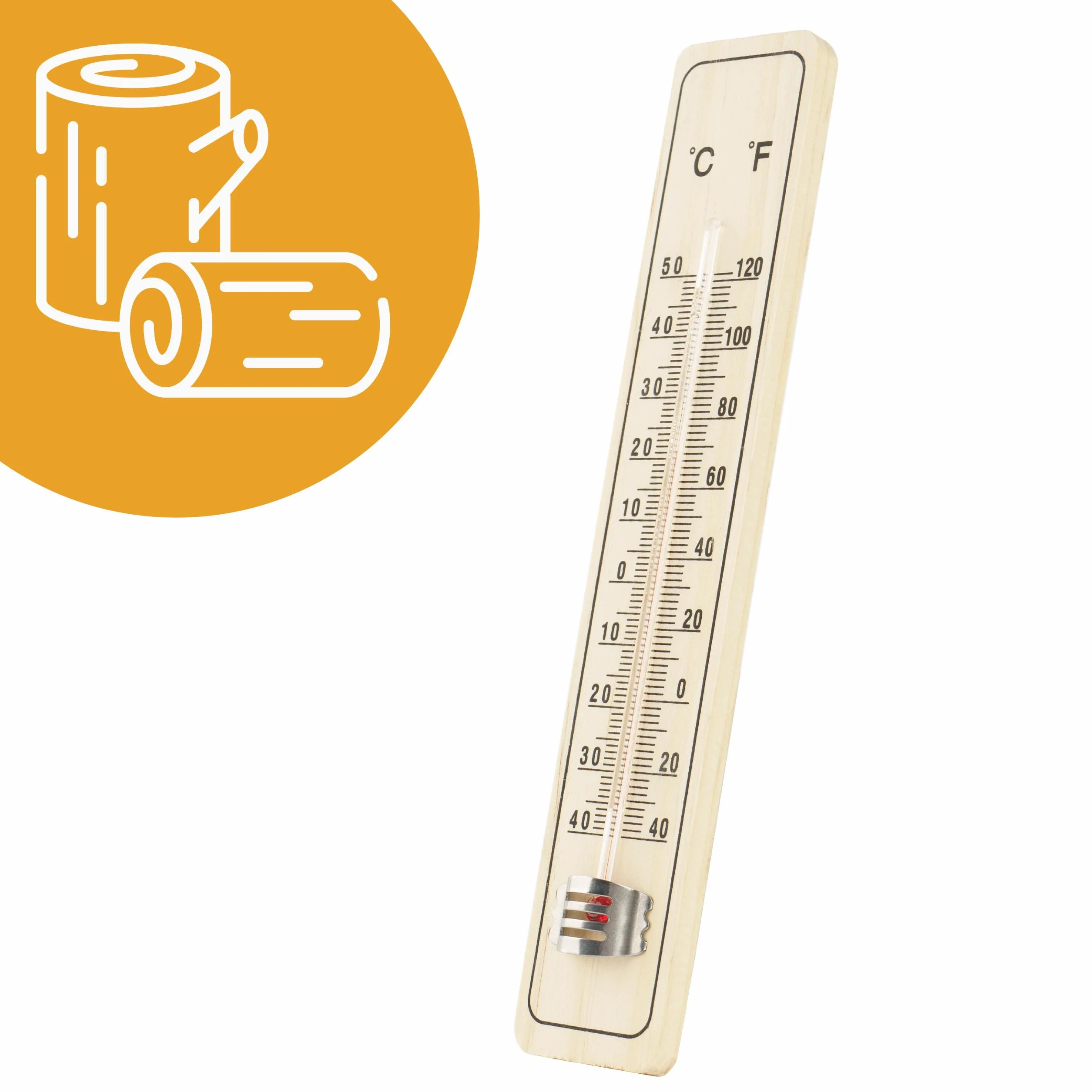 Termometr drewniany zewnętrzny wewnętrzny -40 +50°C 20,5x4x0,8 cm na wieszak