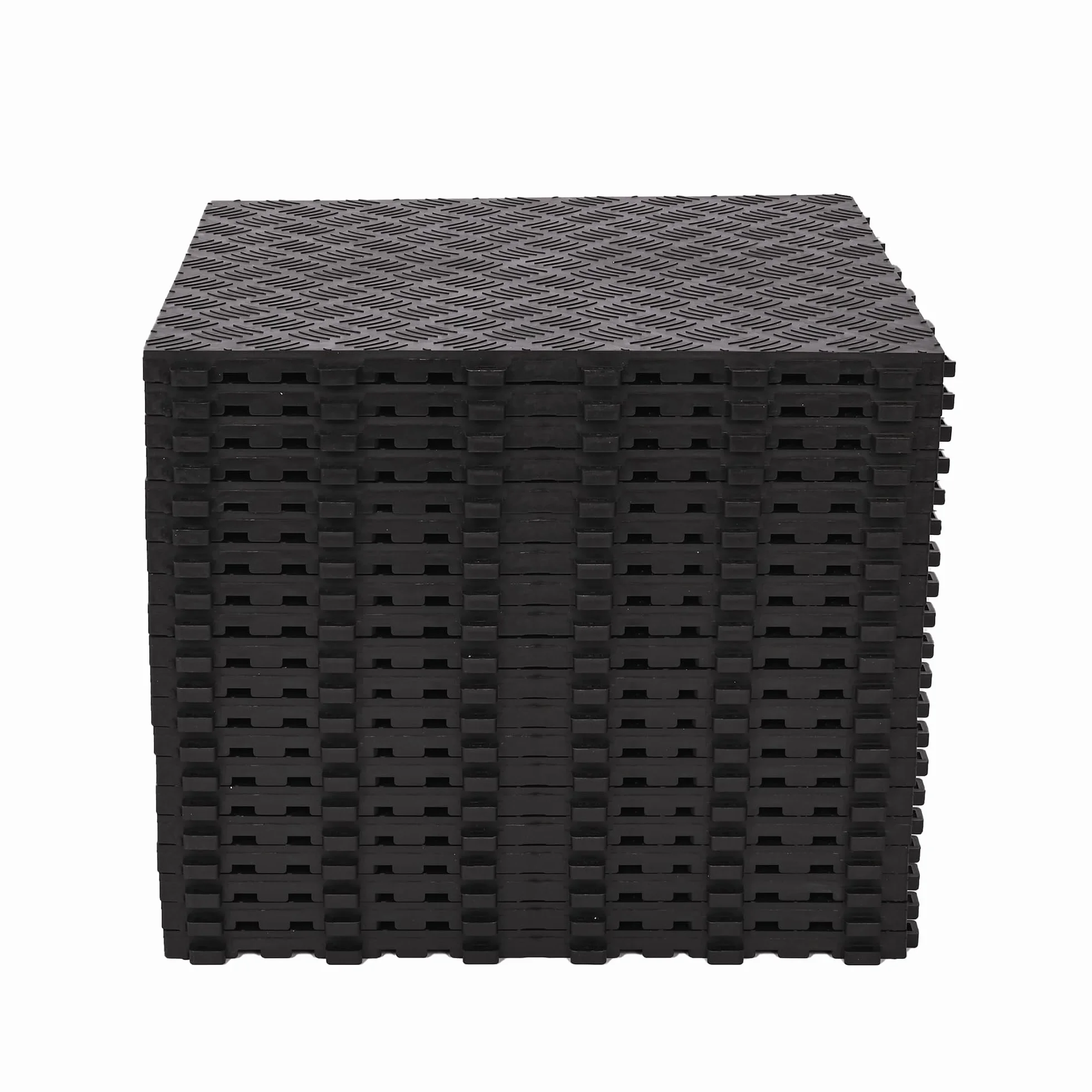 Nisorpa Trwałe antypoślizgowe płytki podłogowe - PCW, czarne płytki gumowe, 40 x 40 cm, zazębiające się, grubość 18 mm, opakowanie 20 sztuk