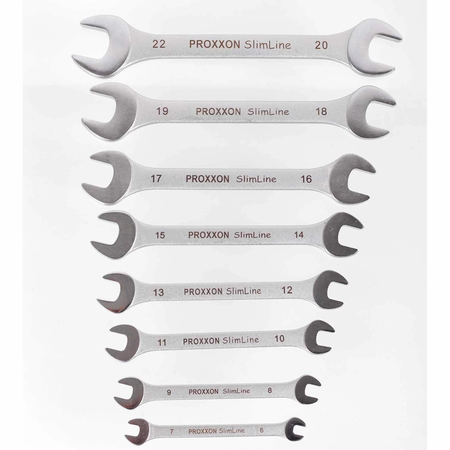 Proxxon 23800 podwójny klucz płaski, zestaw od 6 x 7 do 20 x 22 mm, 8-częściowy zestaw
