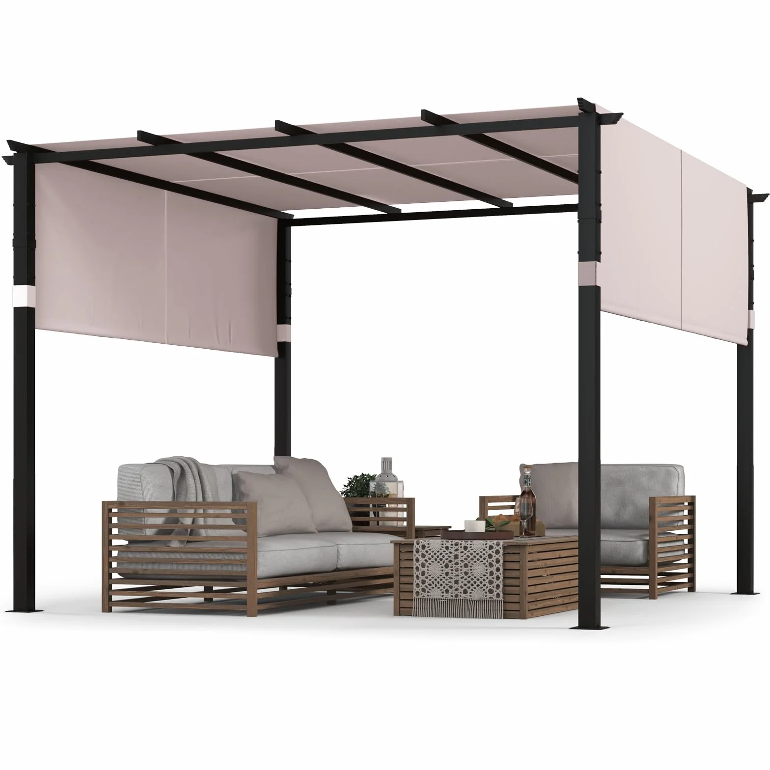 COSTWAY Pergola 3,05 x 3,05 m z regulowanymi dachami wodoszczelna metalowe kolumny